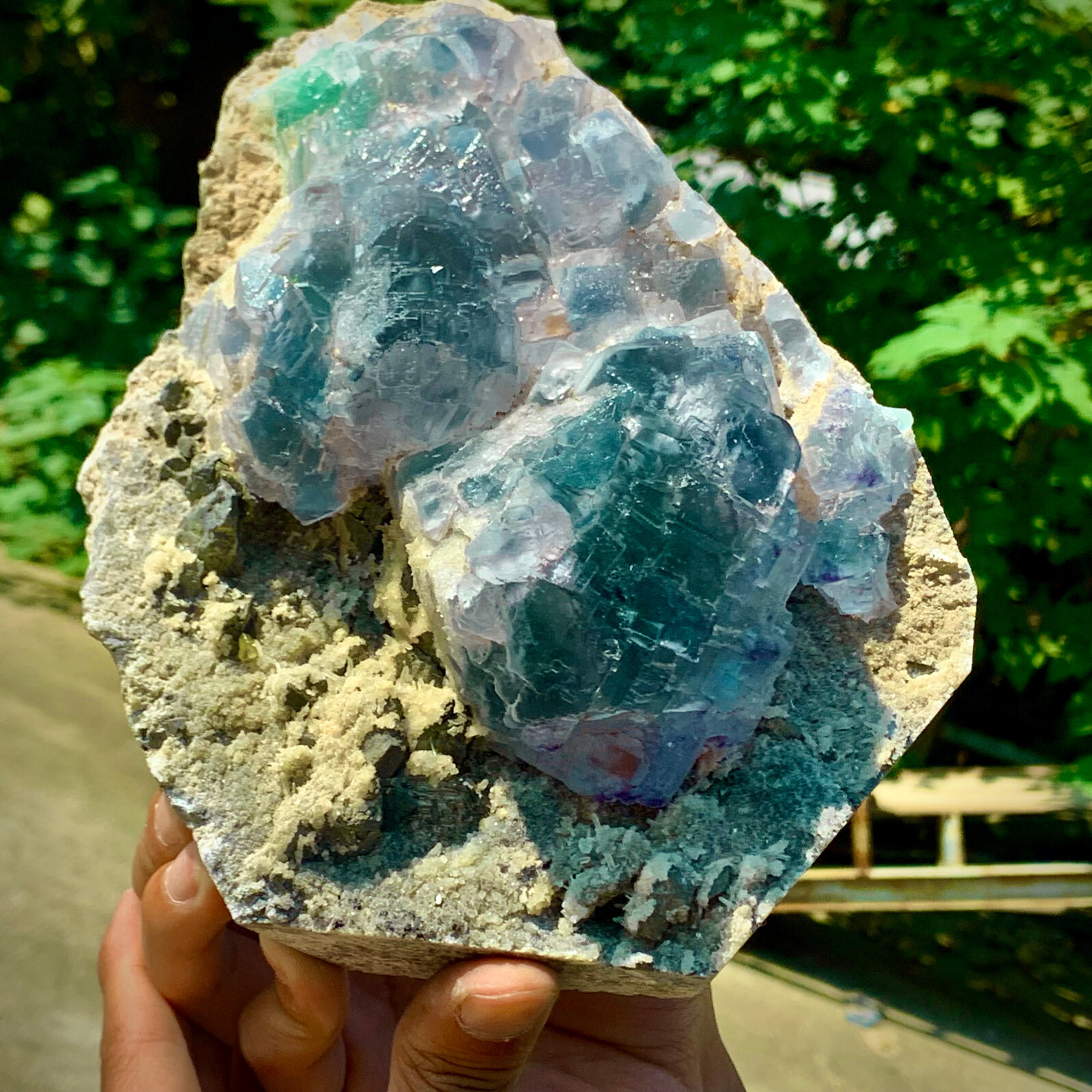5LB pound rare transparent blue cubic fluorite mineral crystal sample/China-