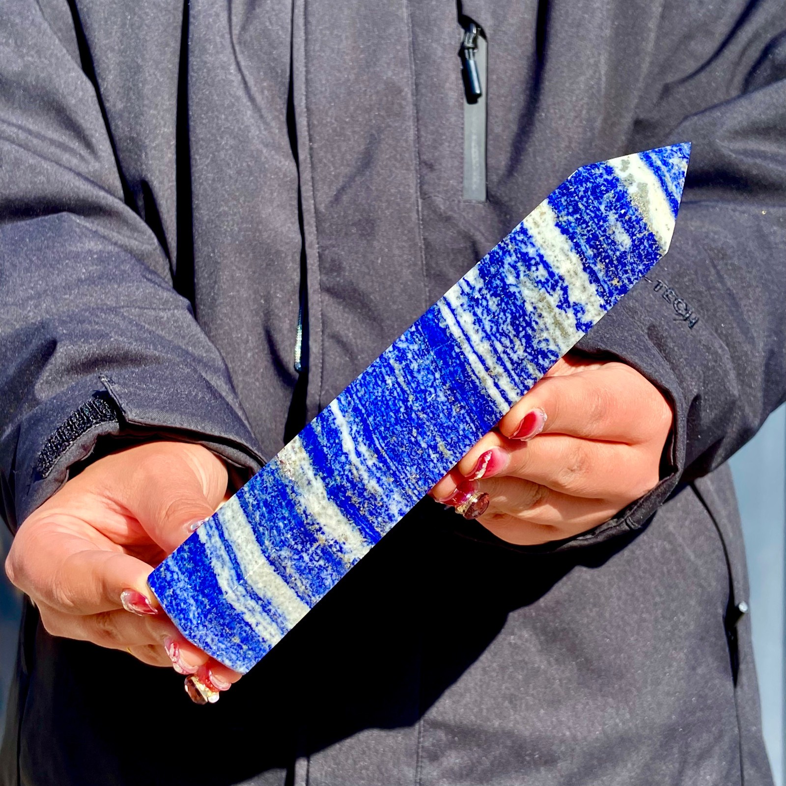 1.23LB Large Natural Lapis lazuli quartz crystal obelisk point wand aura healing