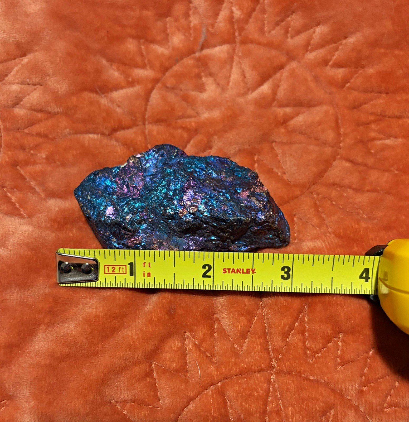 Iridescent Peacock Ore Rough Mineral Specimen Display Piece, Blue/Purple 3 in