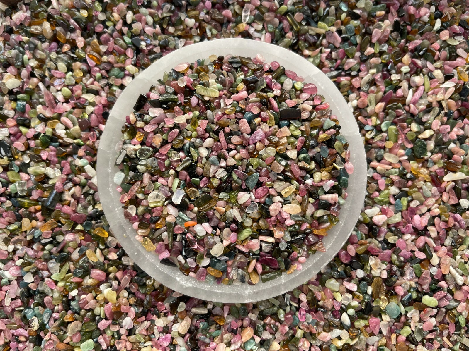 Grade A++ Rainbow Tourmaline Semi Tumbled Gemstone Mini Chips 2-4 mm, Bulk Lot