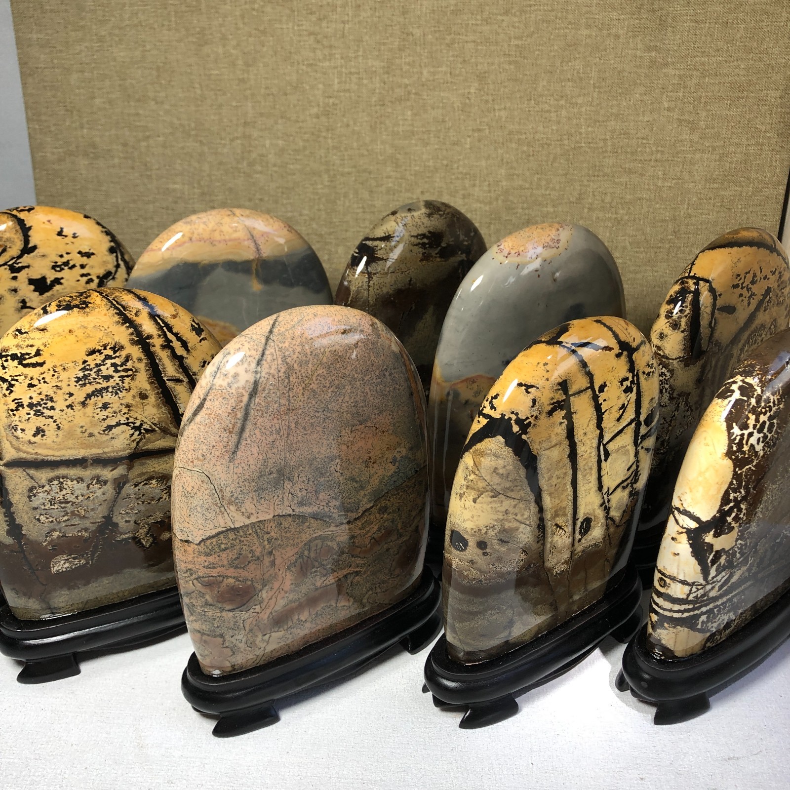 5Pcs Natural Chinese painting stone crystal ornaments for home decoration