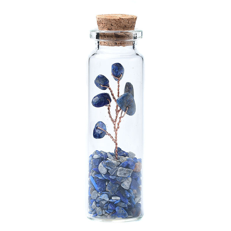 Chakra Wishing Bottle Set with Crystal Tree Drift Bottle Raw Stone Chips amulet