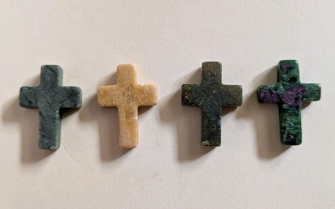 1″ Mini Crystal Crosses Natural Quartz Cross Shaped Worry Stones Charms – #14