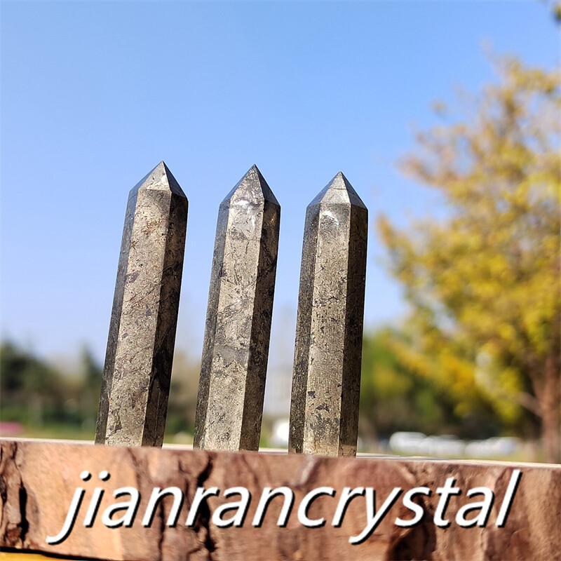 3pcs Natural Pyrite Wand Quartz Crystal Obelisk Point Tower Healing 5.5cm