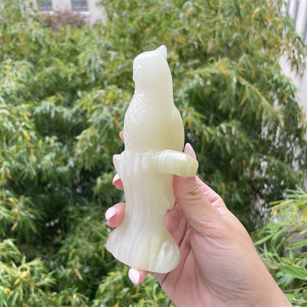 0.8LB 5.9″ Natural Afghan Jade Bird Crystal Quartz Carving Decor Gift