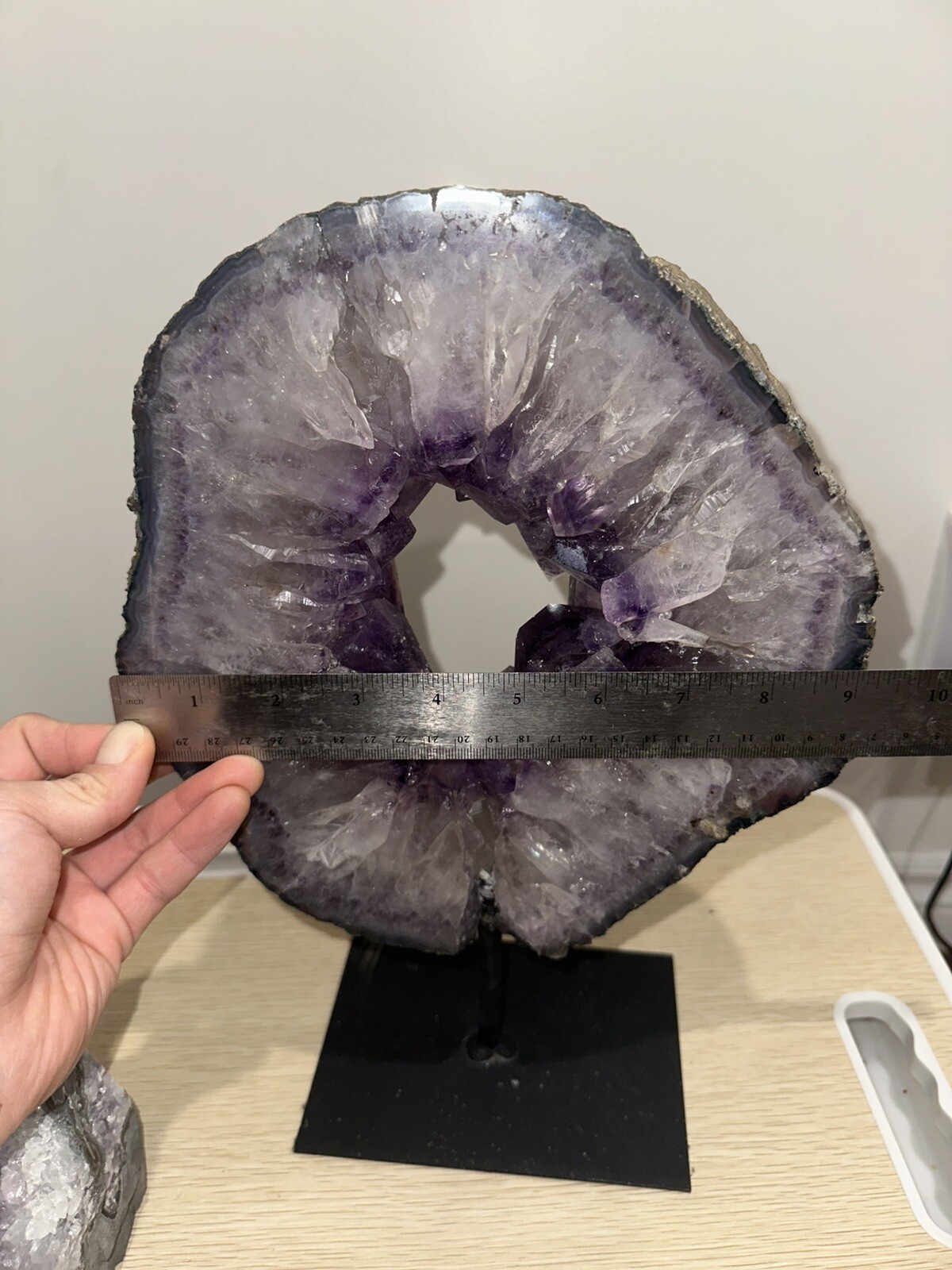 BIG 10.4lb Natural Amethyst Quartz Crystal Geode Slice Hand Cut Specimen Healing