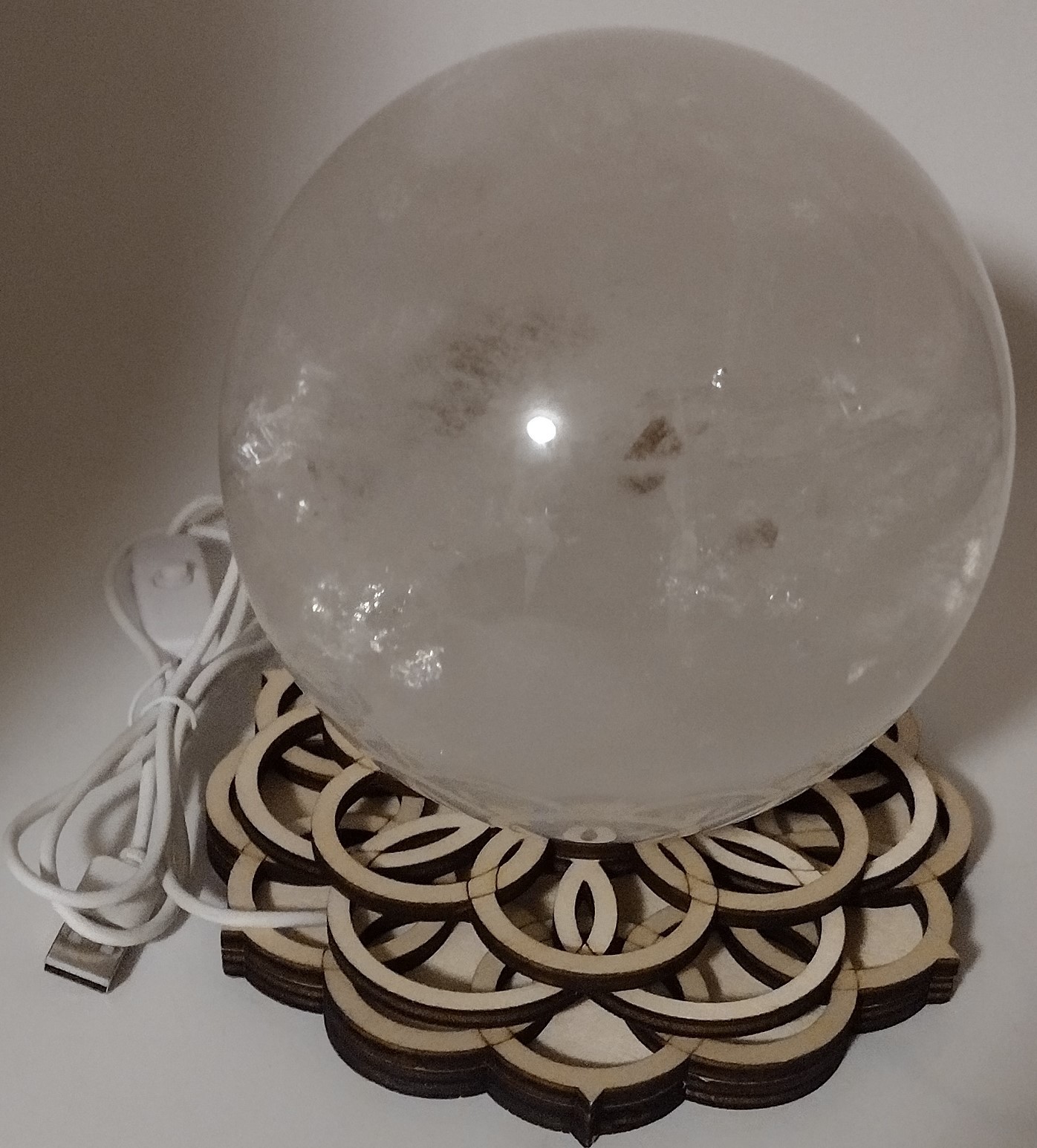 Large Lotus LED Crystal Sphere Stand Color Changing USB Light Display Base