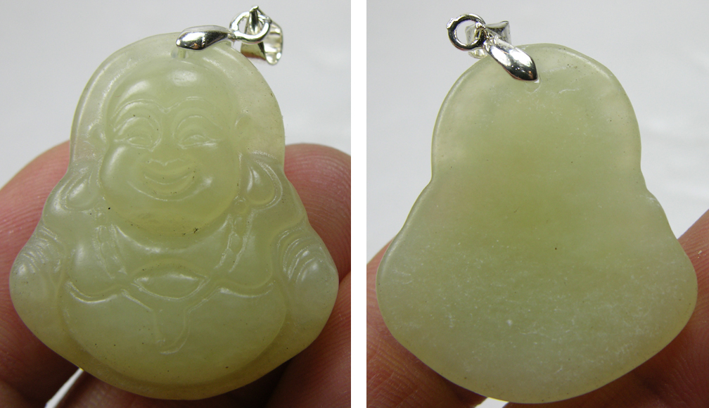 #9 51.45ct China 100% Natural Jade Hand Carved Buddha Pendant 10.25g 1 5/16 in