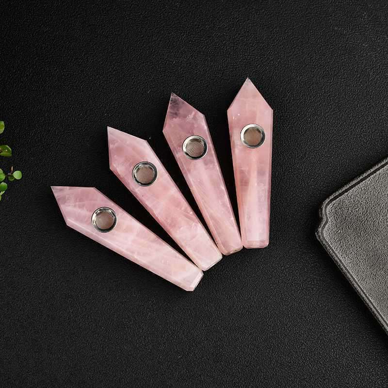 Raw Natural Quartz Tobacco Smoking Pipe Crystal Point Wand Healing Reiki Obelisk