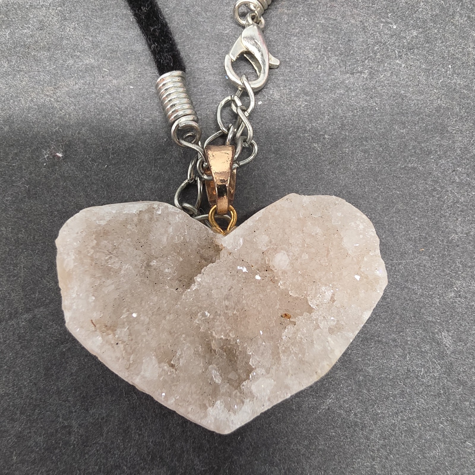 Quartz Heart Necklace | White Natural Stone Charm | Elegant Boho Jewelry