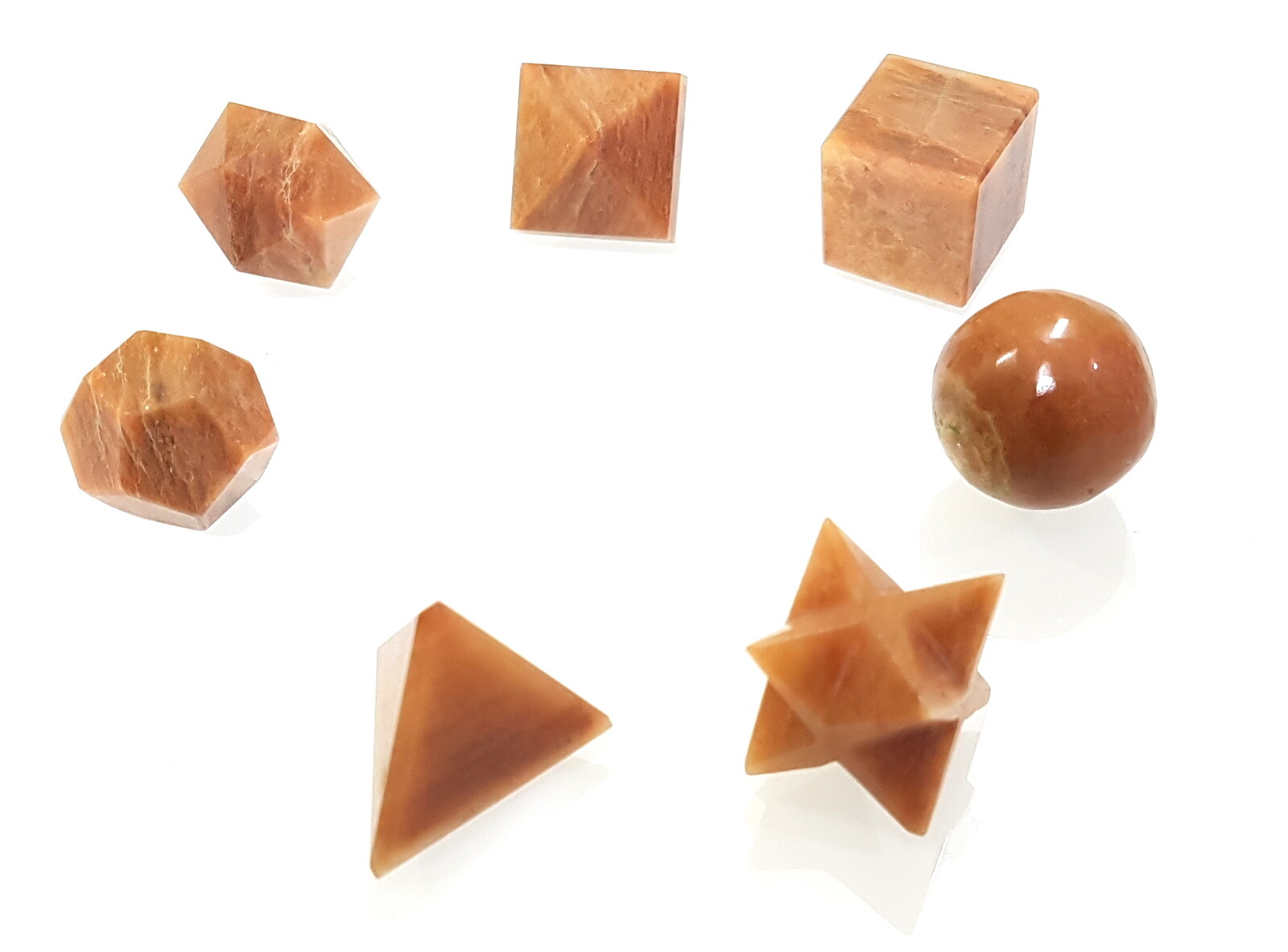 Red Aventurine Healing Sacred Geometry Set of 7 Different Shapes Platonic Solids
