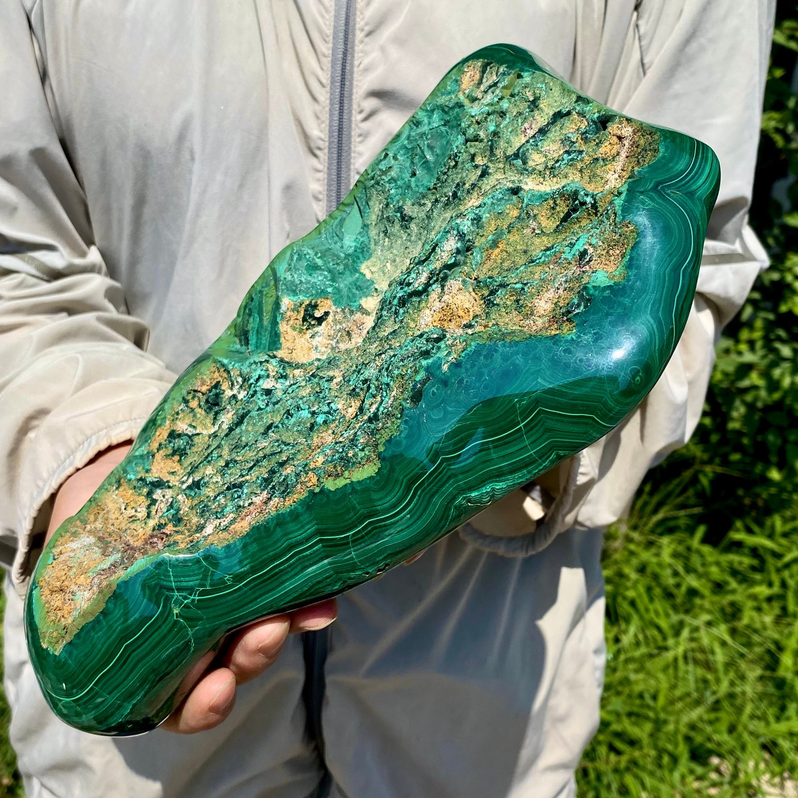 8.15LB Natural Polished Malachite Mineral freeform specimen Reiki Stone