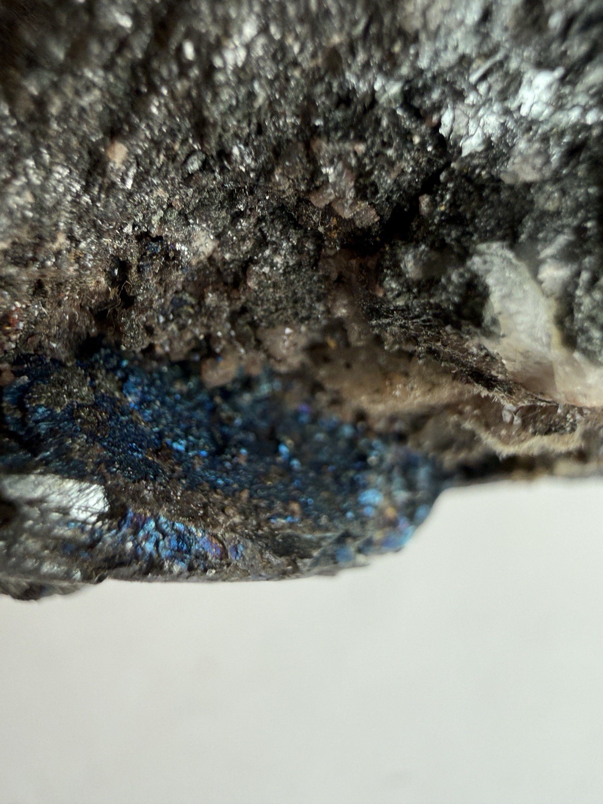 Iridescent Bornite Peacock Ore Mineral Specimen 264g Metallic Blue Rock Quartz