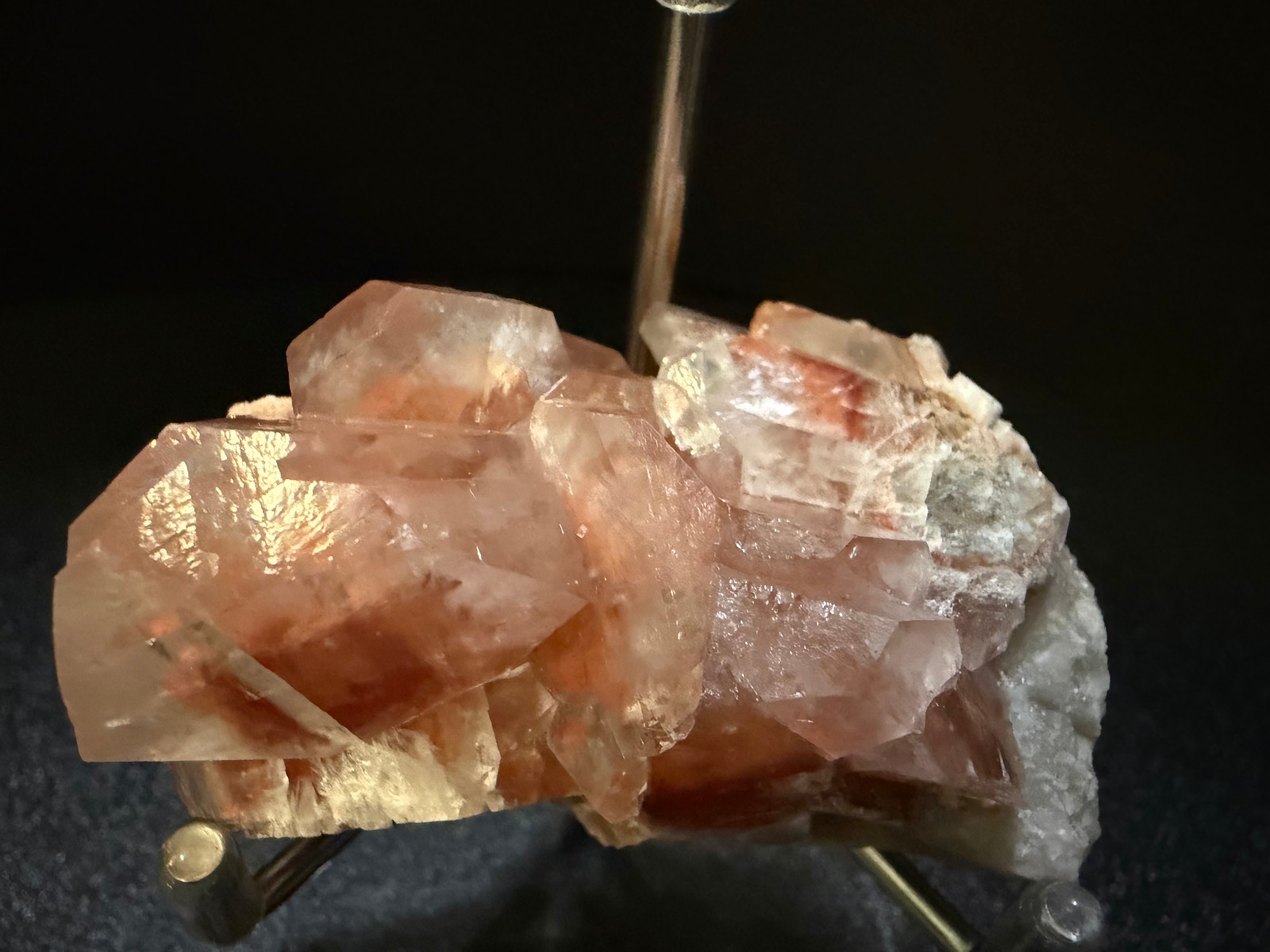 Red Calcite Specimen, China Beautiful Zoning of Clear and Red Inclusions 59g