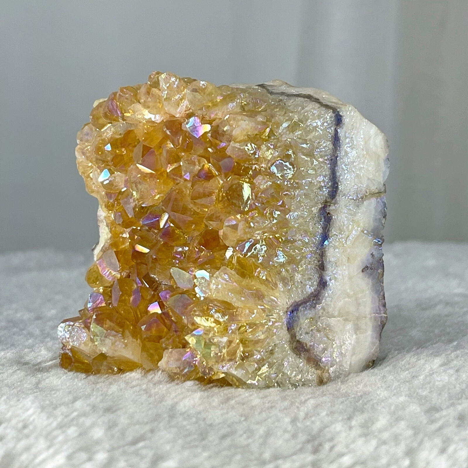 1.3lb Rare Angel Aura Citrine Cluster Aura Coated Crystals LRG Citrine Cluster