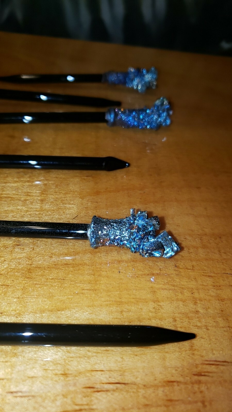 Bismuth Crystal attached to Glass Dabber/Hair Pin/ Tea Stirrer 