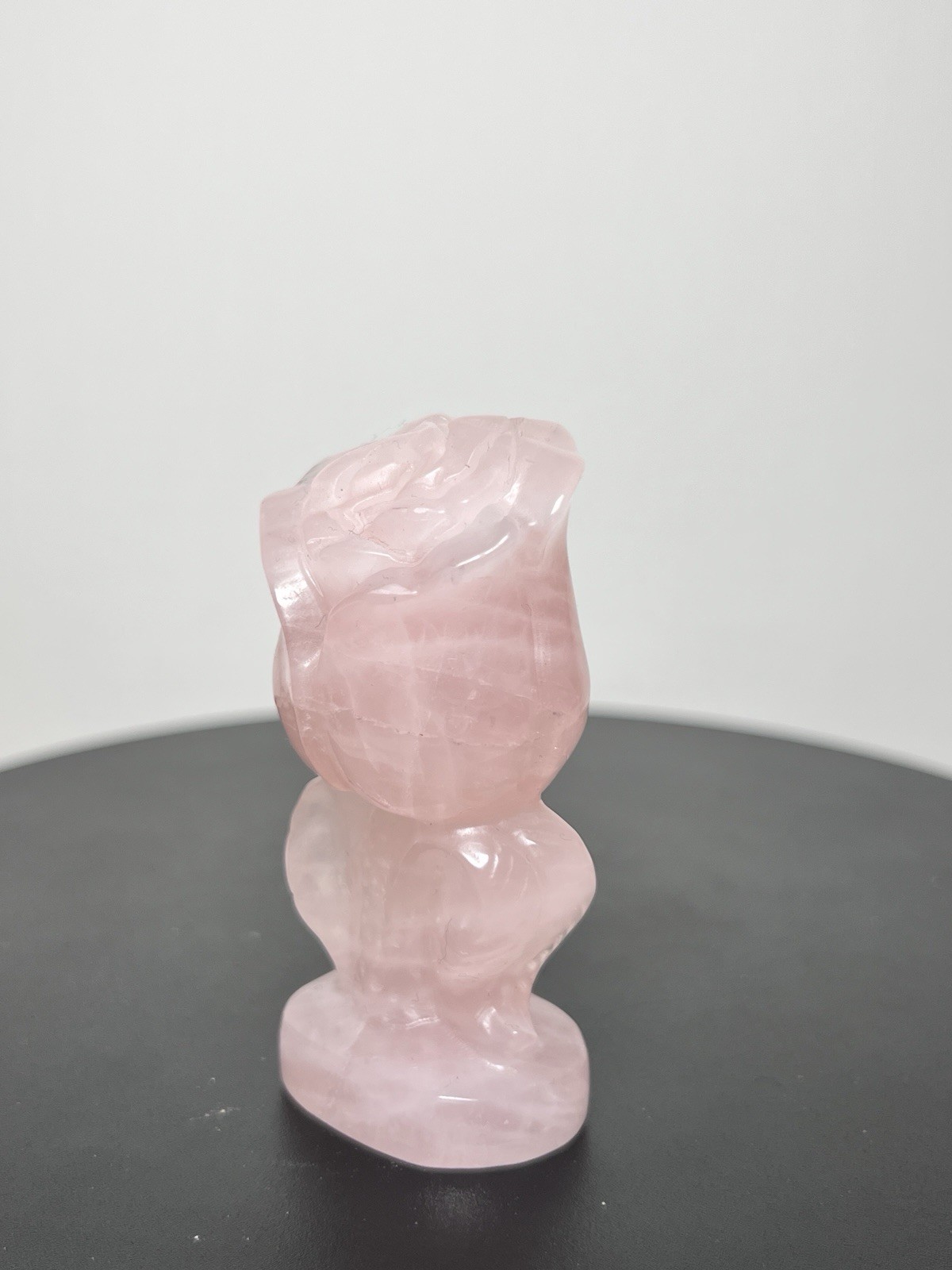 Rose Quartz 4 Piece Set – Heart bowl, Rose, Pyramid, & Sphere (68mm)