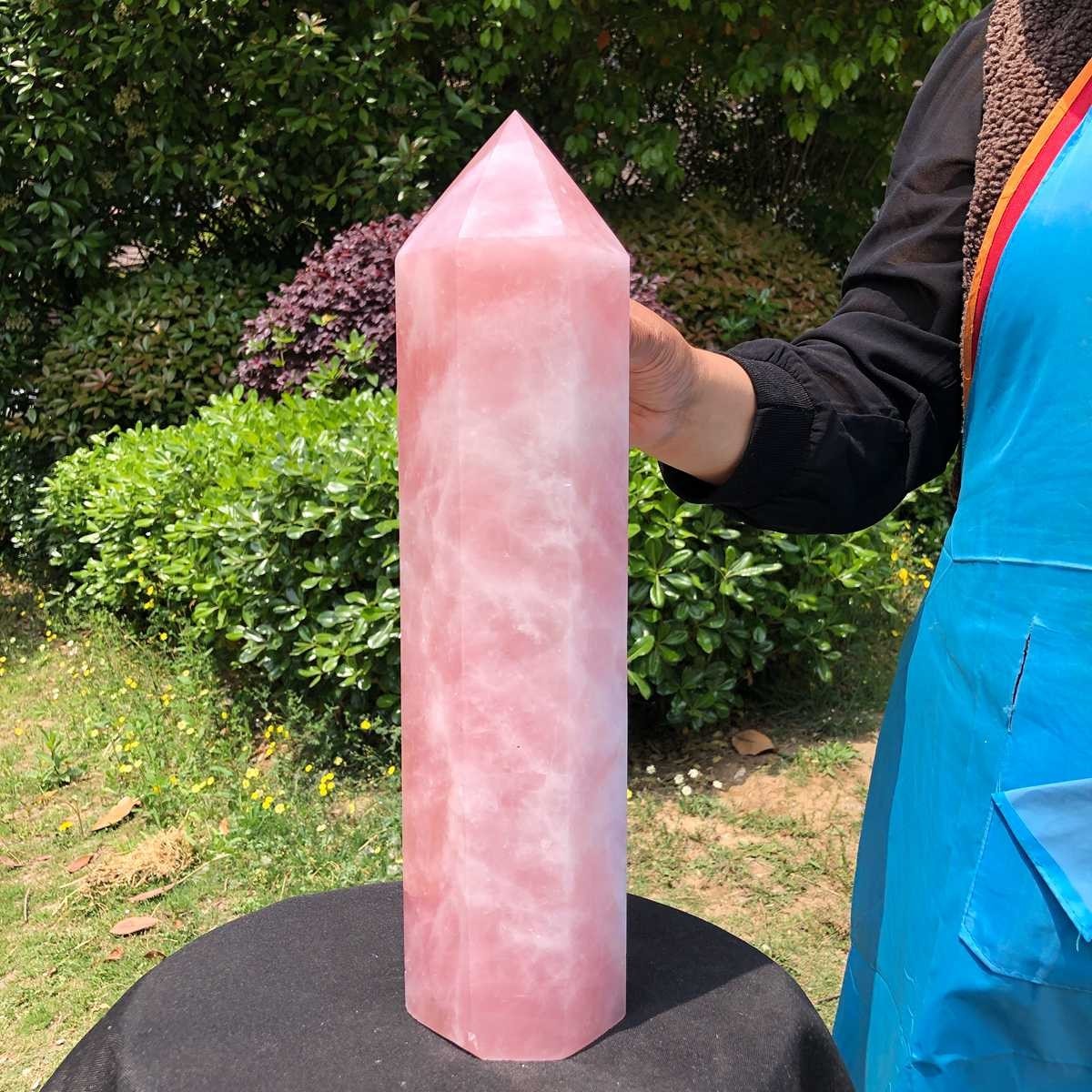 12.16LB Natural rose quartz obelisk pink crystal tower point healing decor
