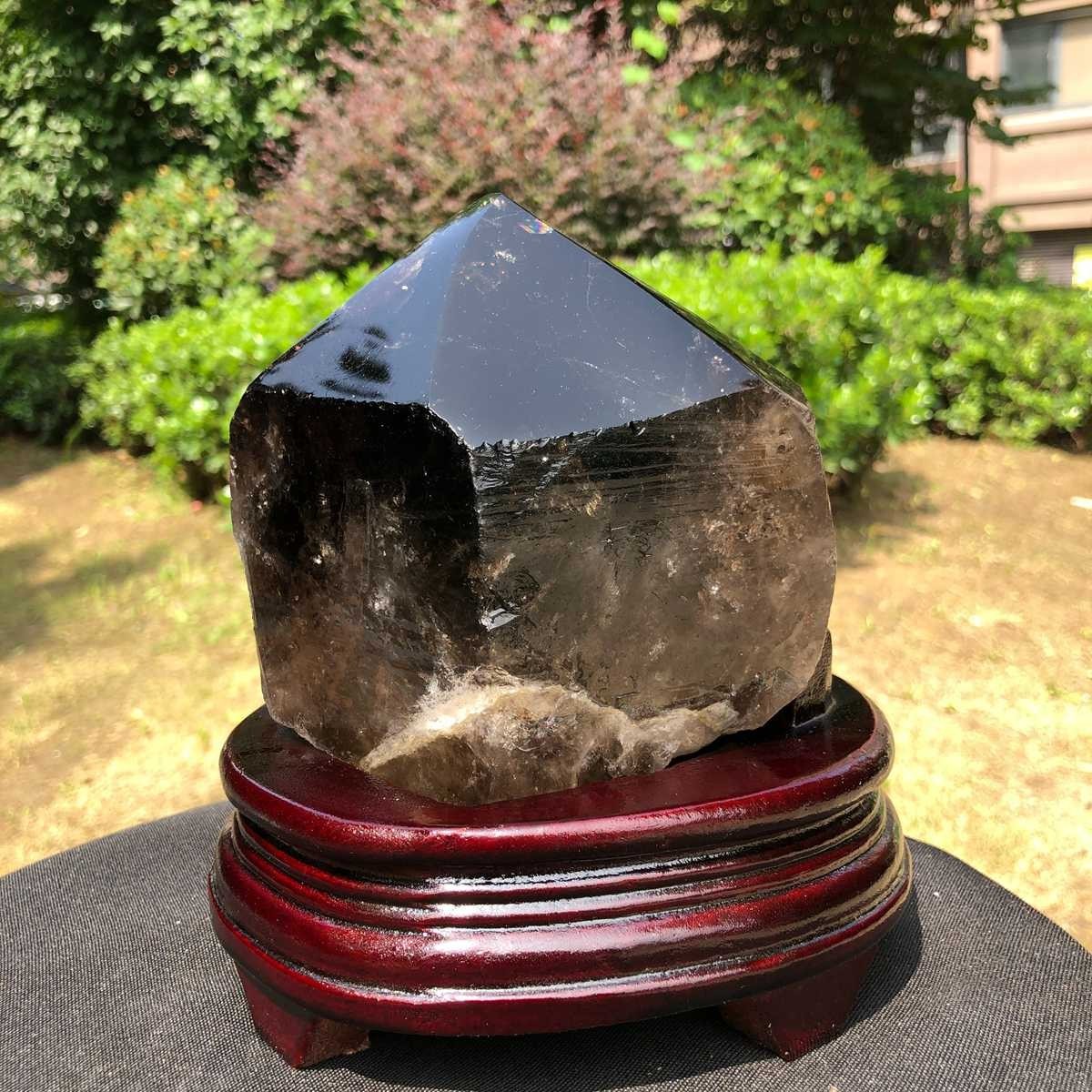 5.25LB Natural Smoky Quartz Crystal Mineral Specimen Reiki Healing+Stand