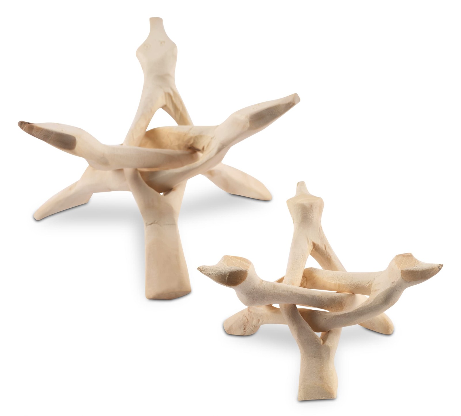 2 Piece Wooden Tripod Stand – 4″ & 6″ Hand-Carved Room Decor Holder ~ Ideal f…