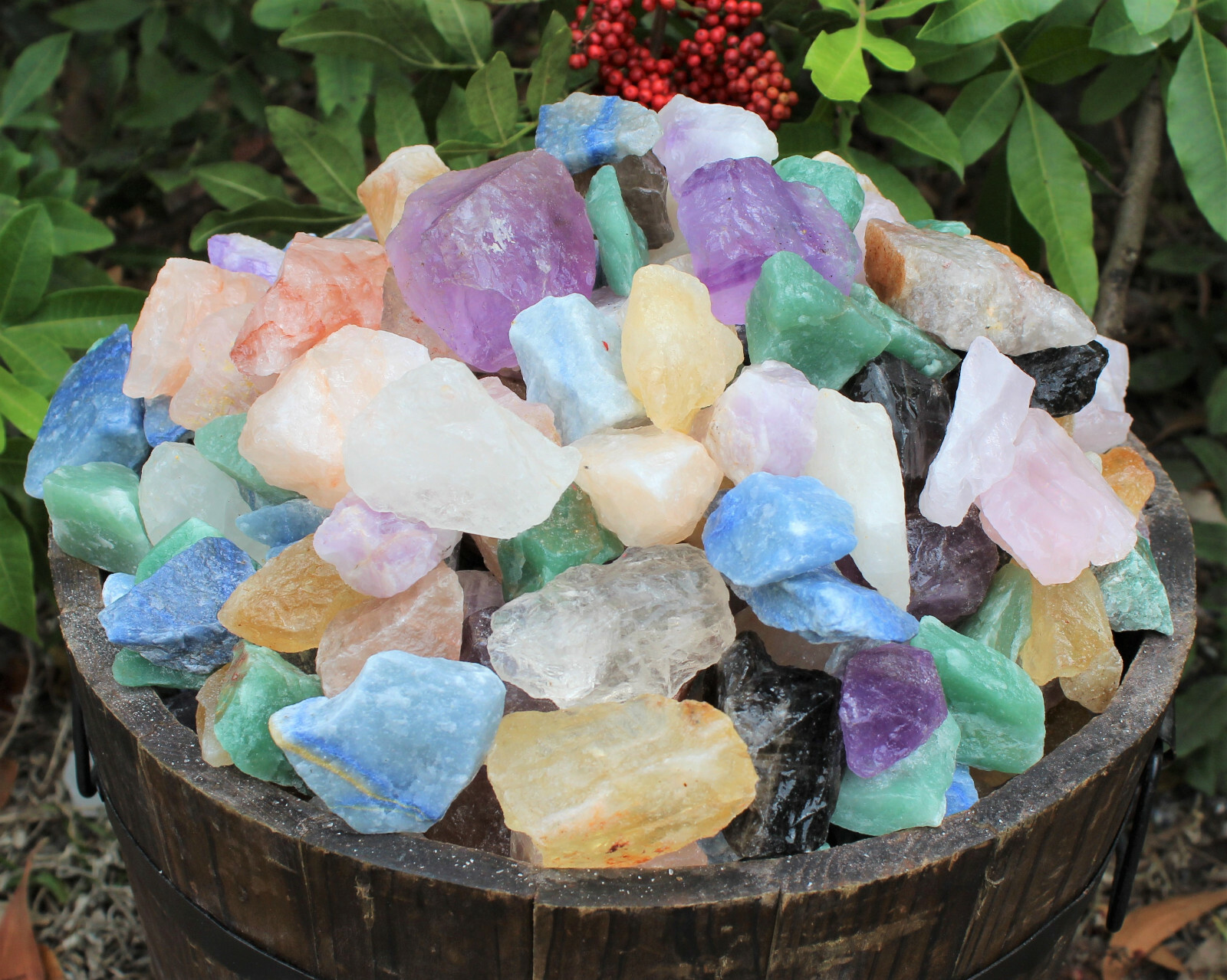 5 lb Lot Natural Rough Mixed QUARTZ (Amethyst, Citrine, Clear, Smokey, Rose)