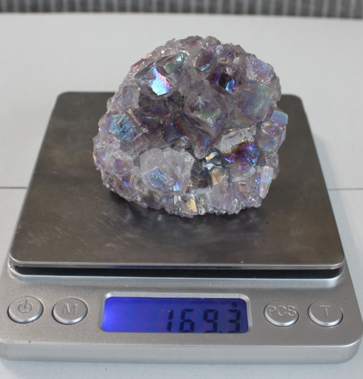 AURA COATED AMETHYST FREEFORM 1.98 INCHES TALL/ 169.3 GRAMS