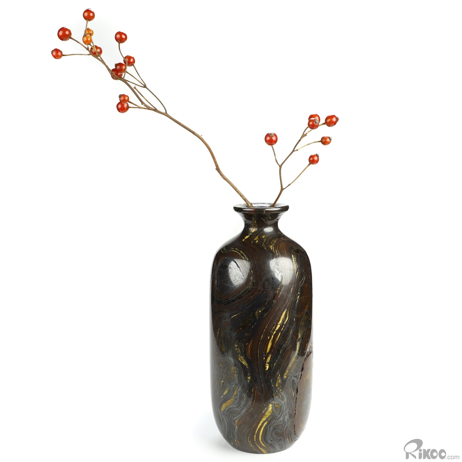 6.7″ Colorful Tiger Iron Eye Hand Carved Crystal Vase Sculpture, Crystal Healing