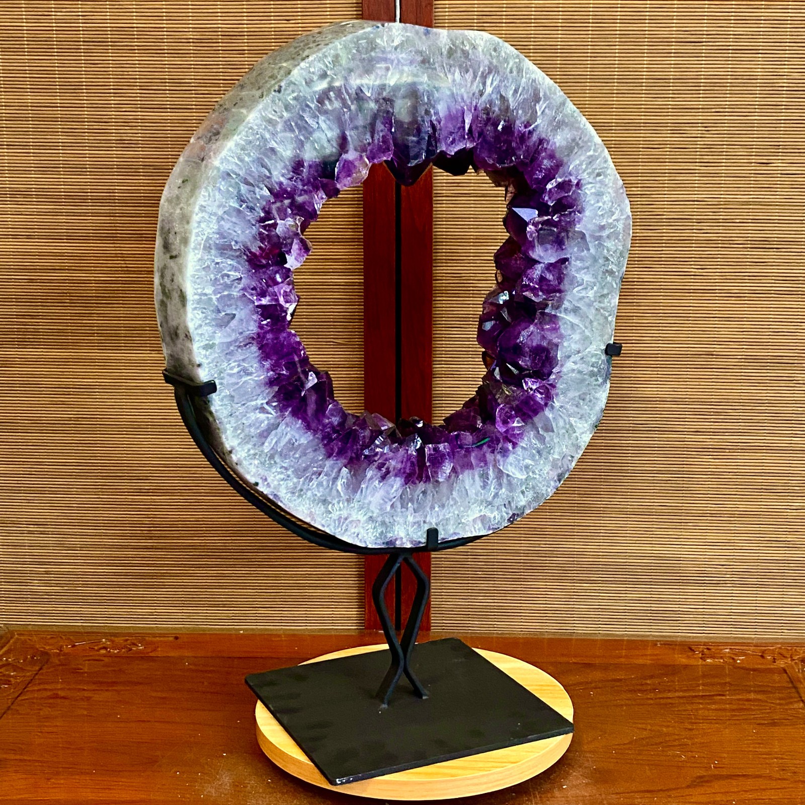 28.4LB Natural Amethyst Cave Crystal Slice Crescent shaped Hand Cut Repai