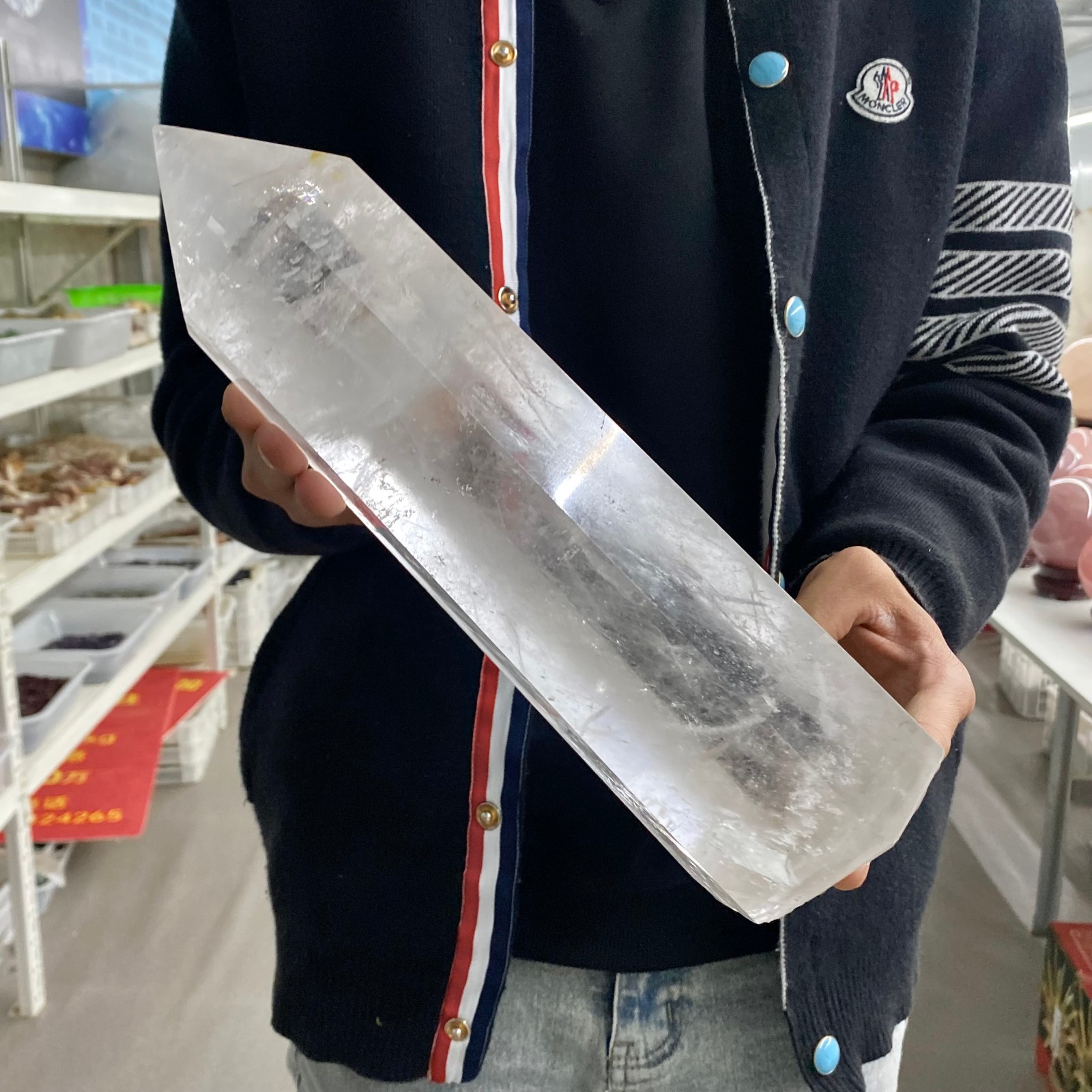 7.34LB Natural Clear Quartz Crystal Point Healing Wand Polished Rock Crystal Rei