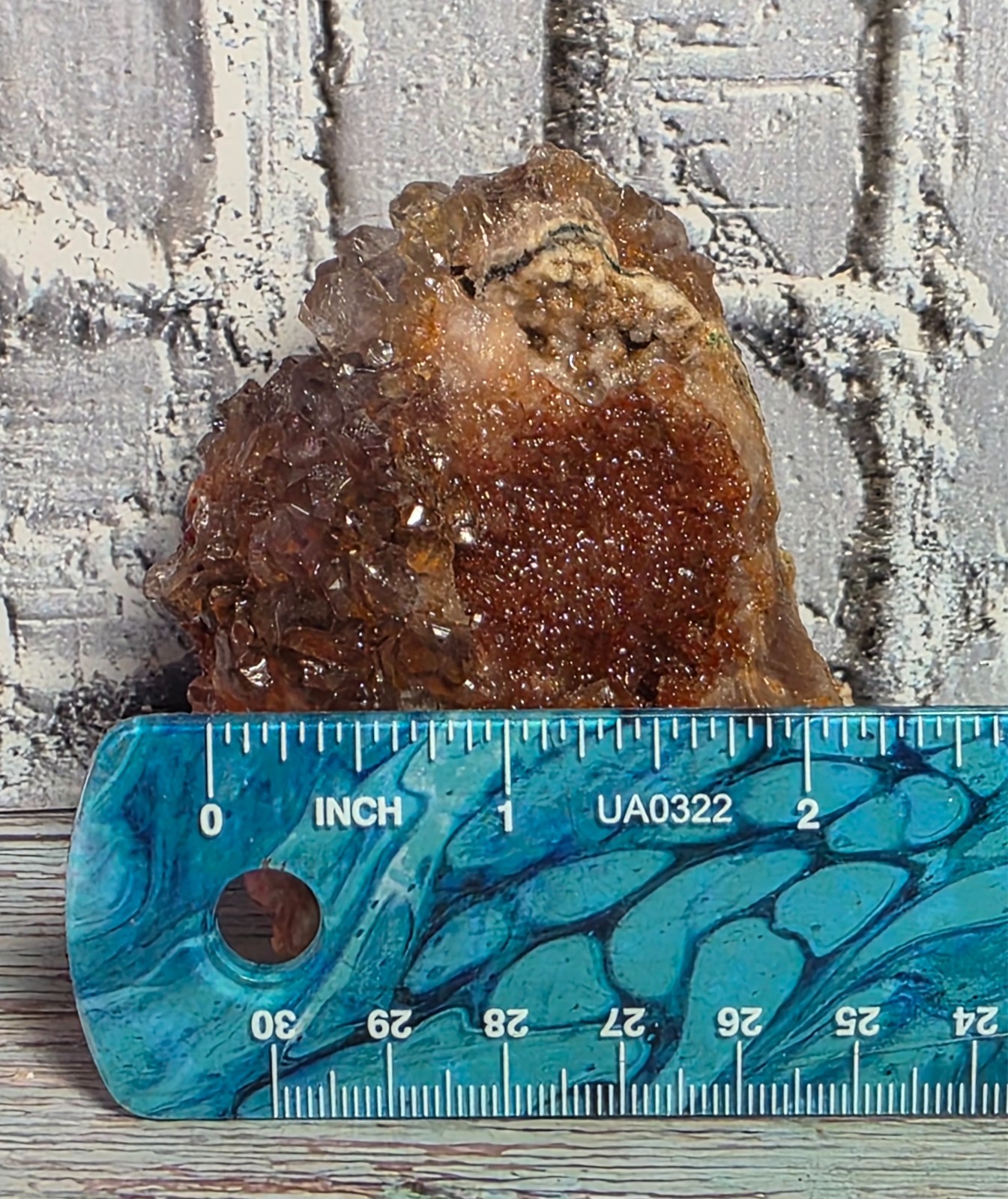 Natural Iron-Stained Druzy Quartz Crystal Cluster Sparkling Red Hematoid Quartz
