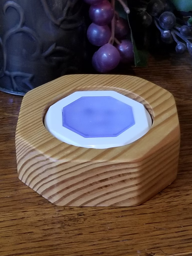 LED Lighted Wood Display Base Color Changing Cordless Octagon Stand