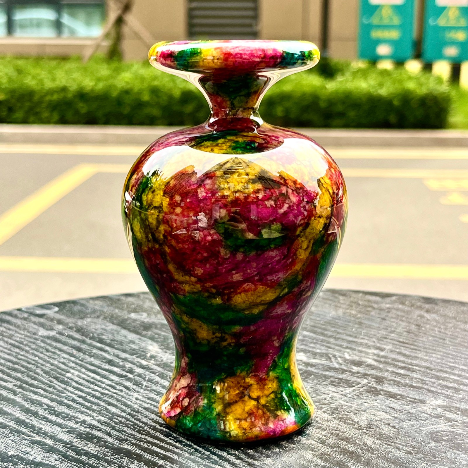 1.98LB Natural “Seven Colors Jade” vase specimen -Taiwan China
