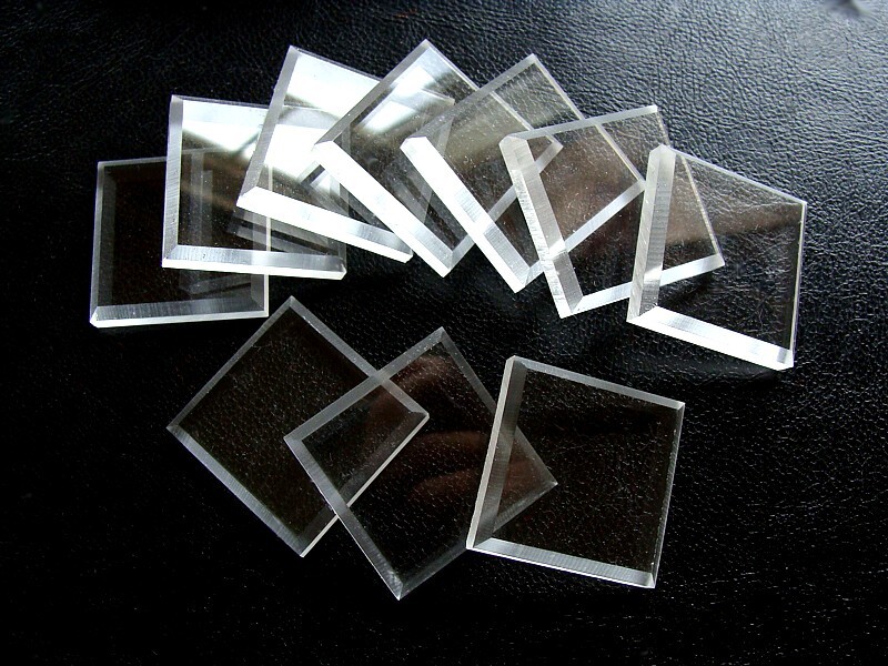25 Clear Square Mineral Display Bases 1 1/4 “