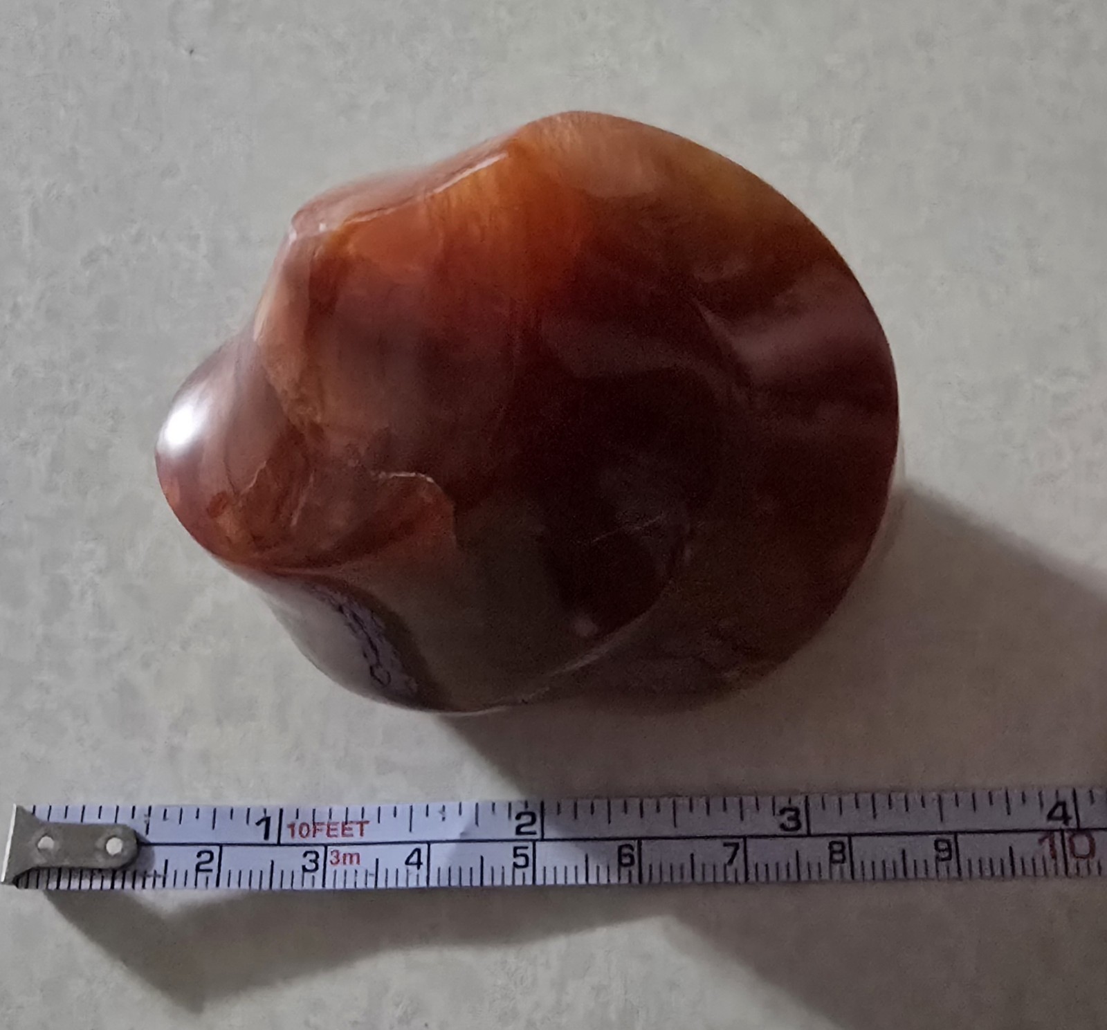 Polished Red Carnelian Flame Display Specimen, 268g, 4.5 Inches Not Damaged