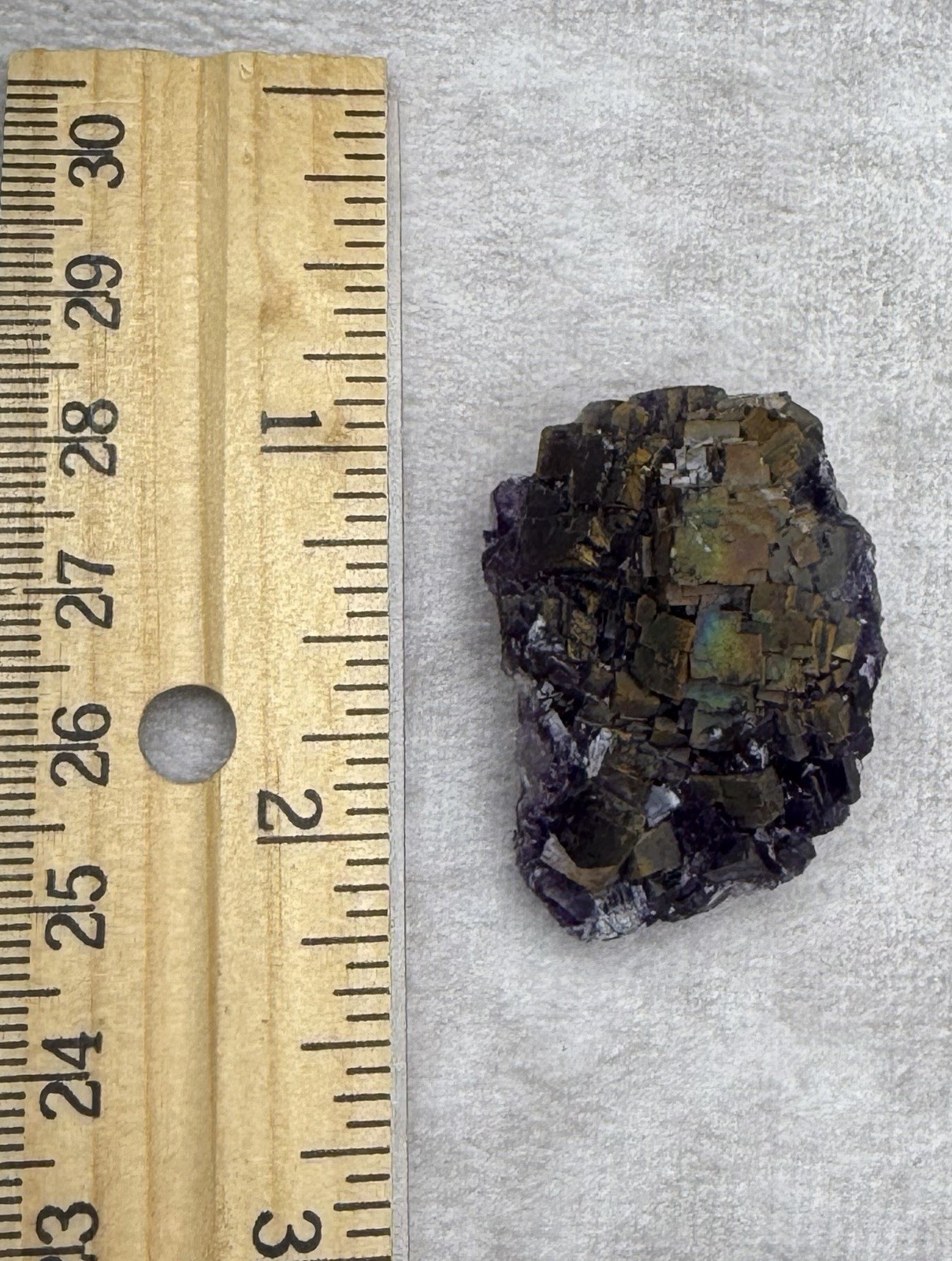 Crystal 25g Rainbow Covered Purple Fluorite UV Reactive Cluster Specimen Mineral