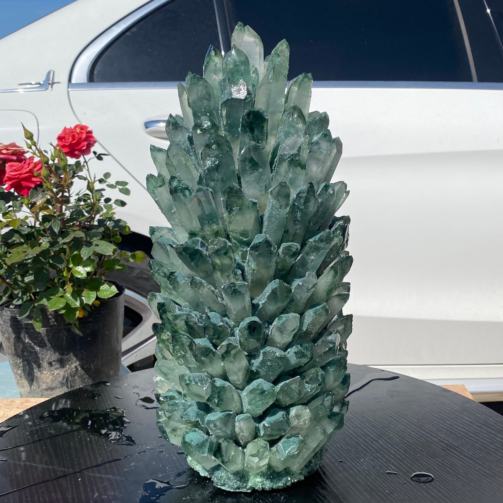 30LB Newly discovered green phantom quartz crystal cluster minerals