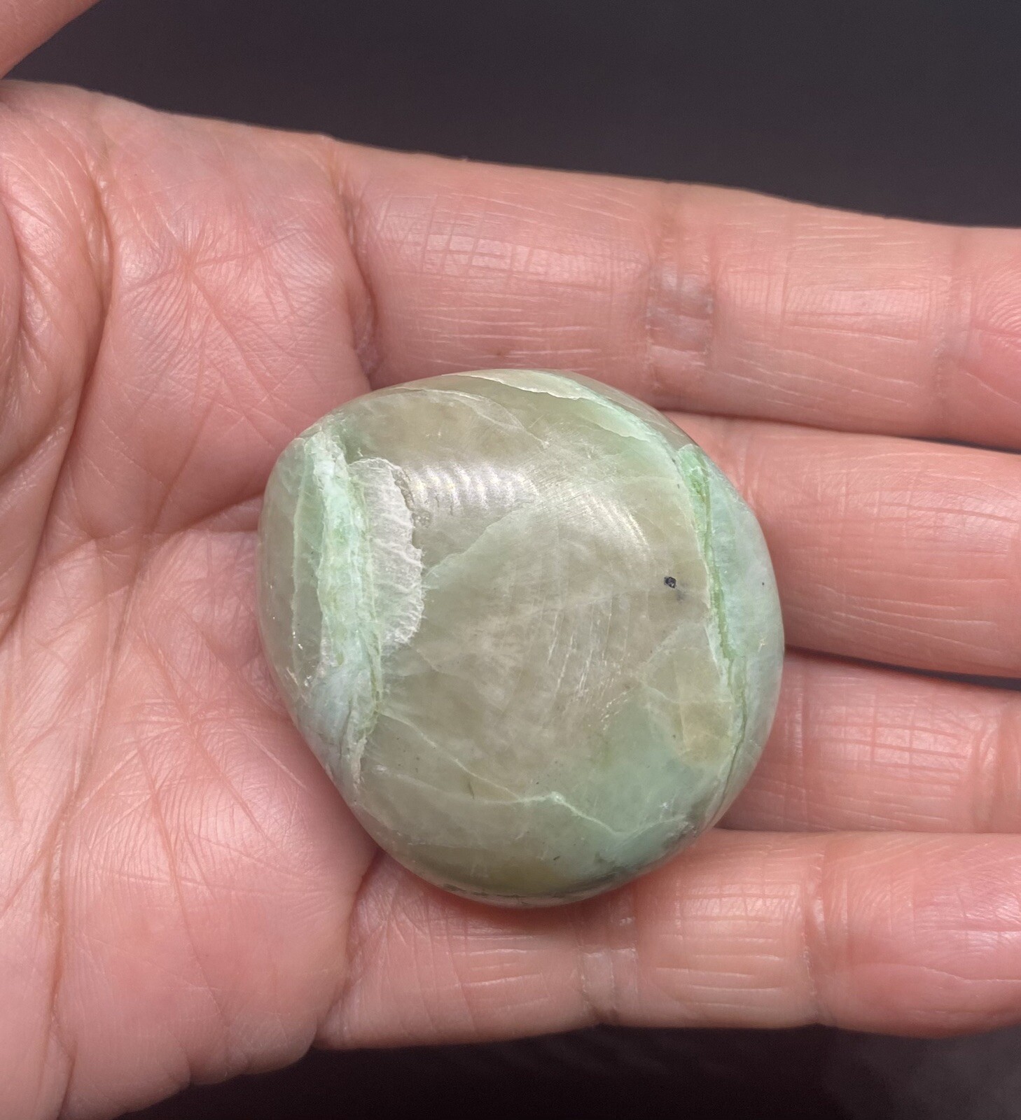 Garnierite Palm Stone From Madagascar 45.4g Over 1 1/2in