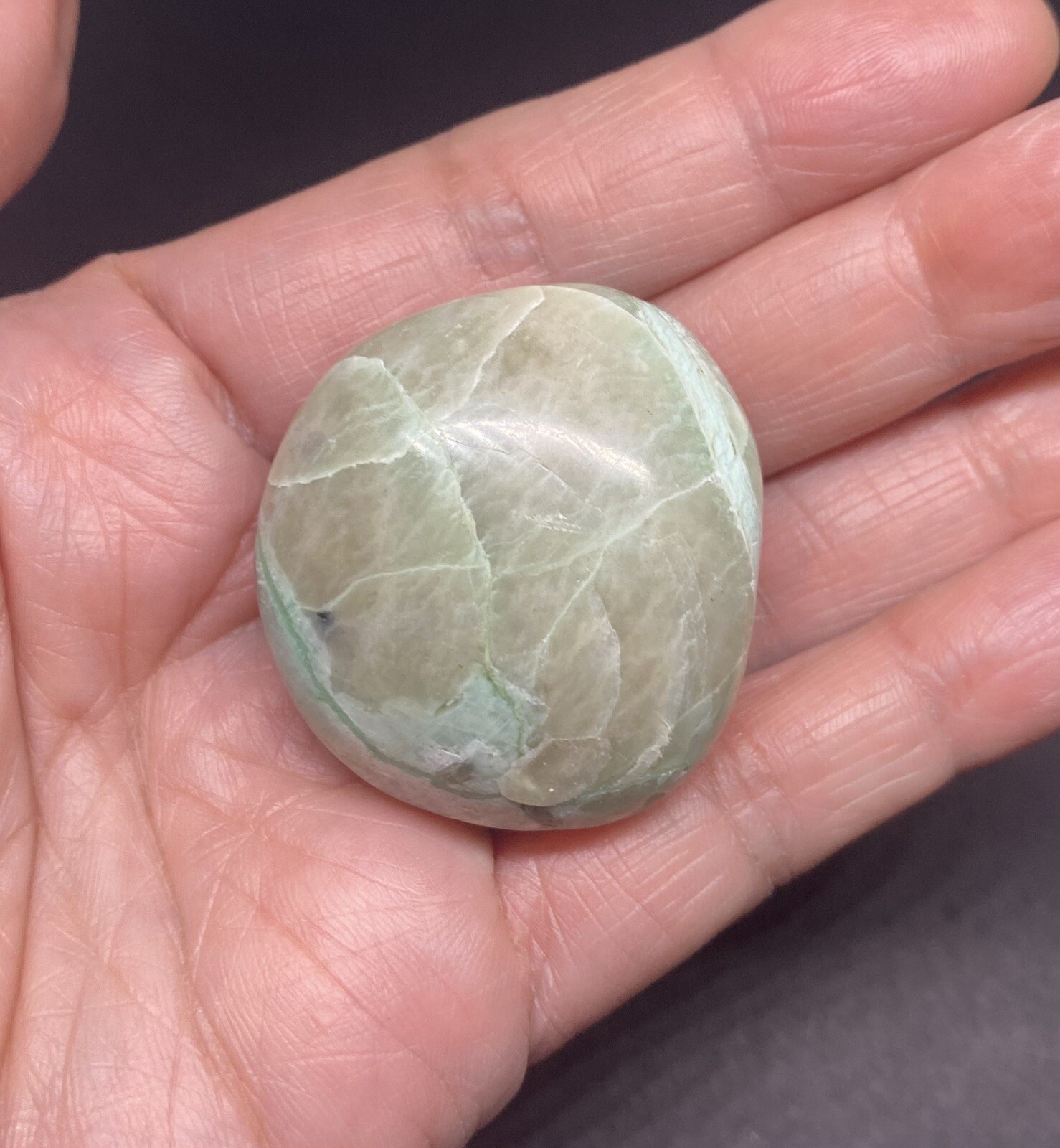 Garnierite Palm Stone From Madagascar 45.4g Over 1 1/2in