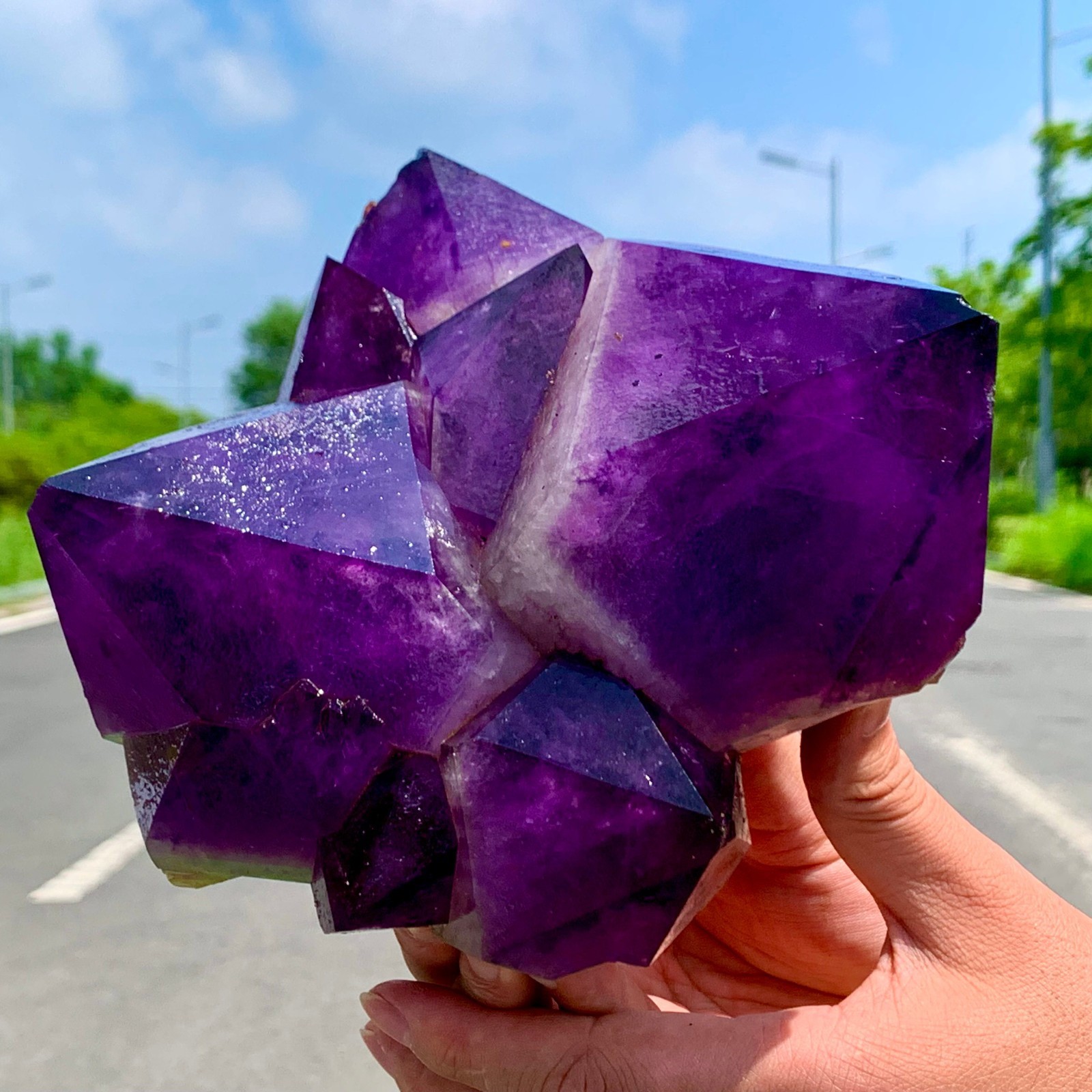 5.25LB Natural Amethyst geode quartz cluster crystal specimen Healing