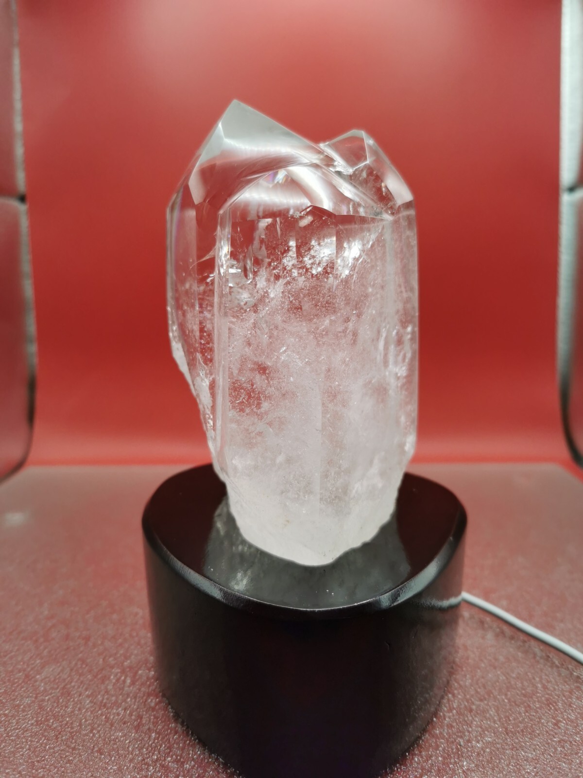 Natural Clear Quartz Double Point Obelisk Crystal With Custom Light Stand 2+LB