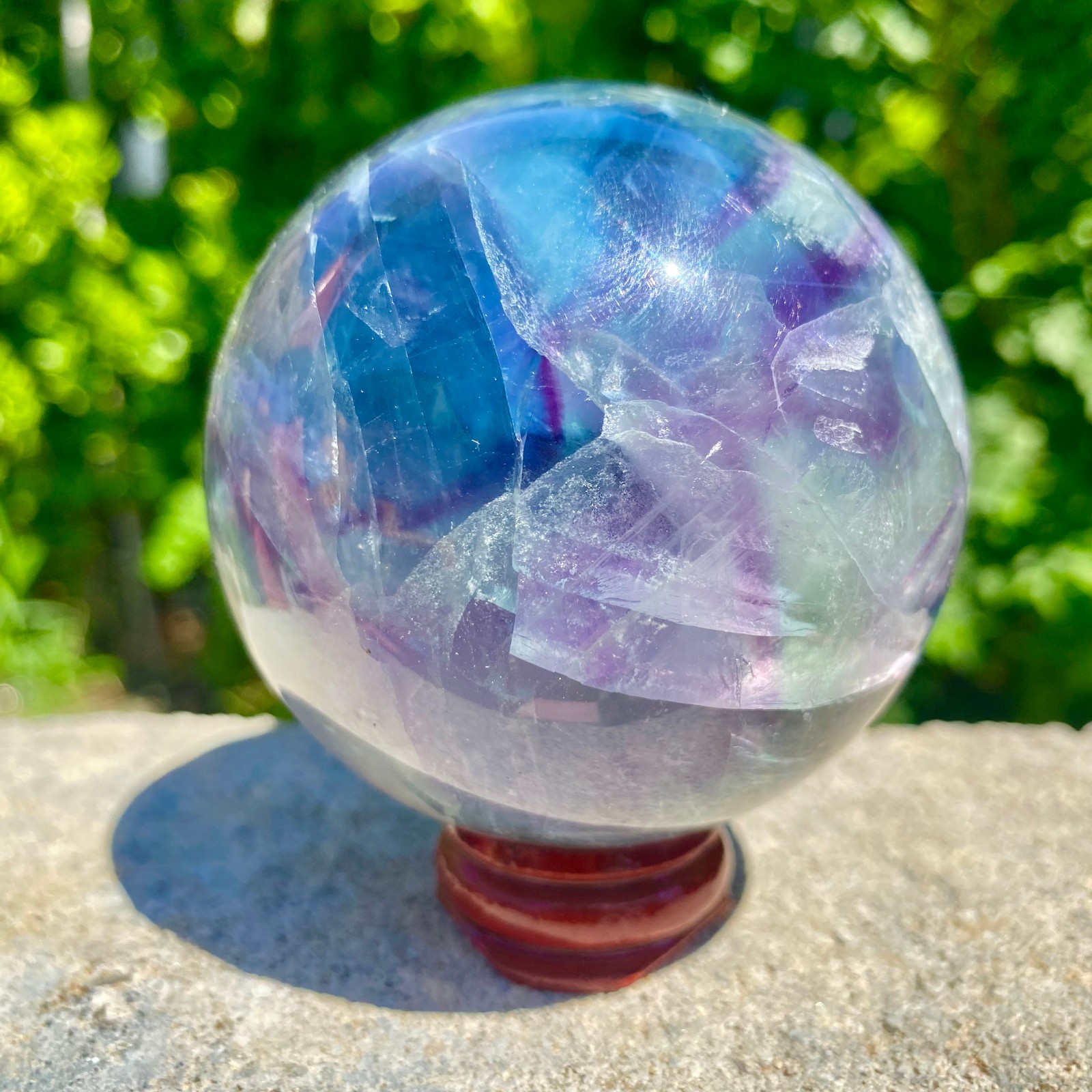 1.24LB natural Green fluorite ball quartz crystal Sphere Reiki energy healing