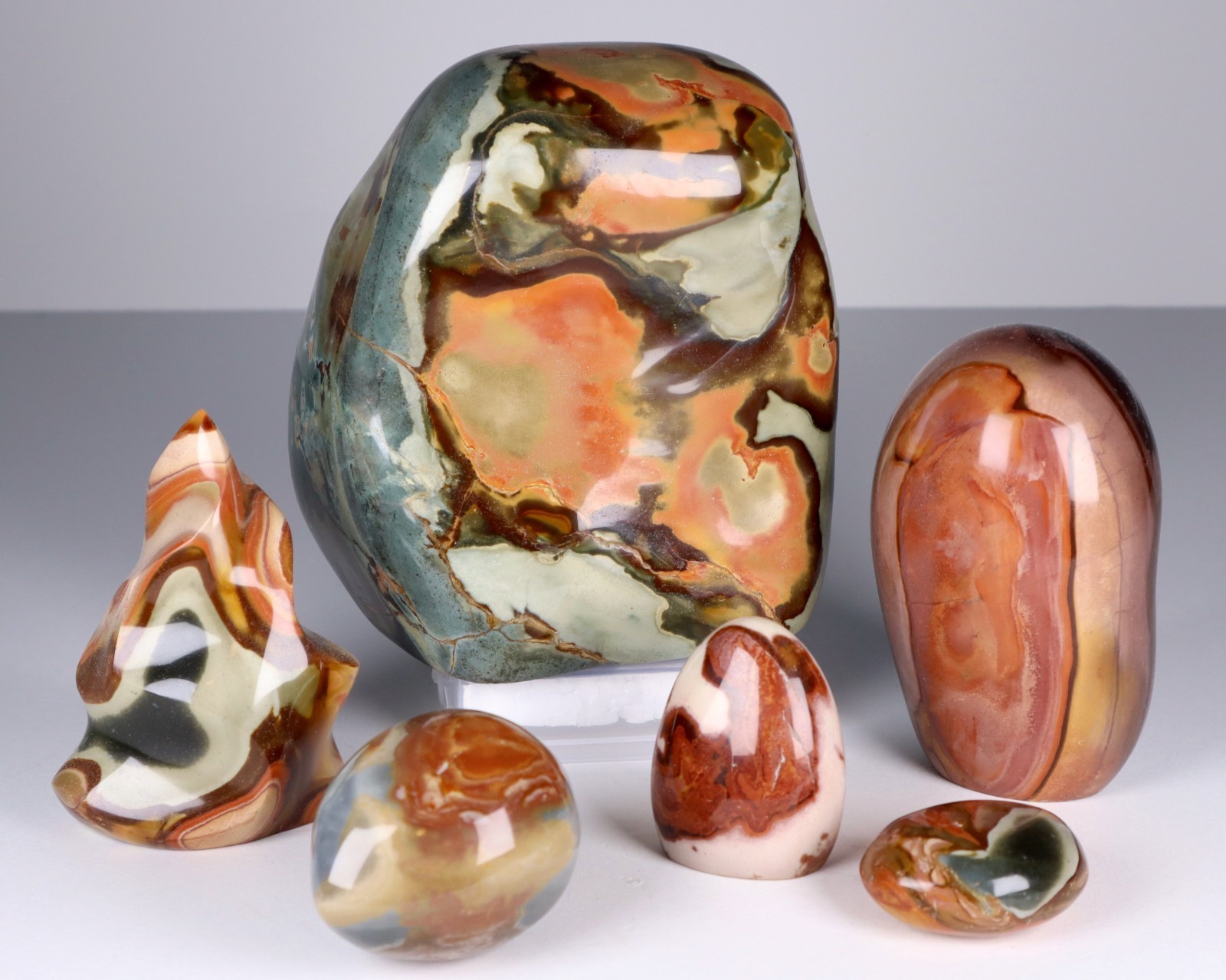 3.3kg POLYCHROME JASPER Freeforms Flames Palm Stones Crystal Collection bundle