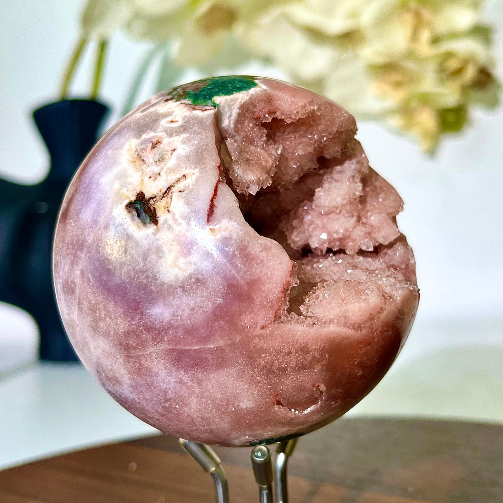 1.36LB Natural Purple Pink Crystal Advanced Cave Spherical Spiritual Decoration