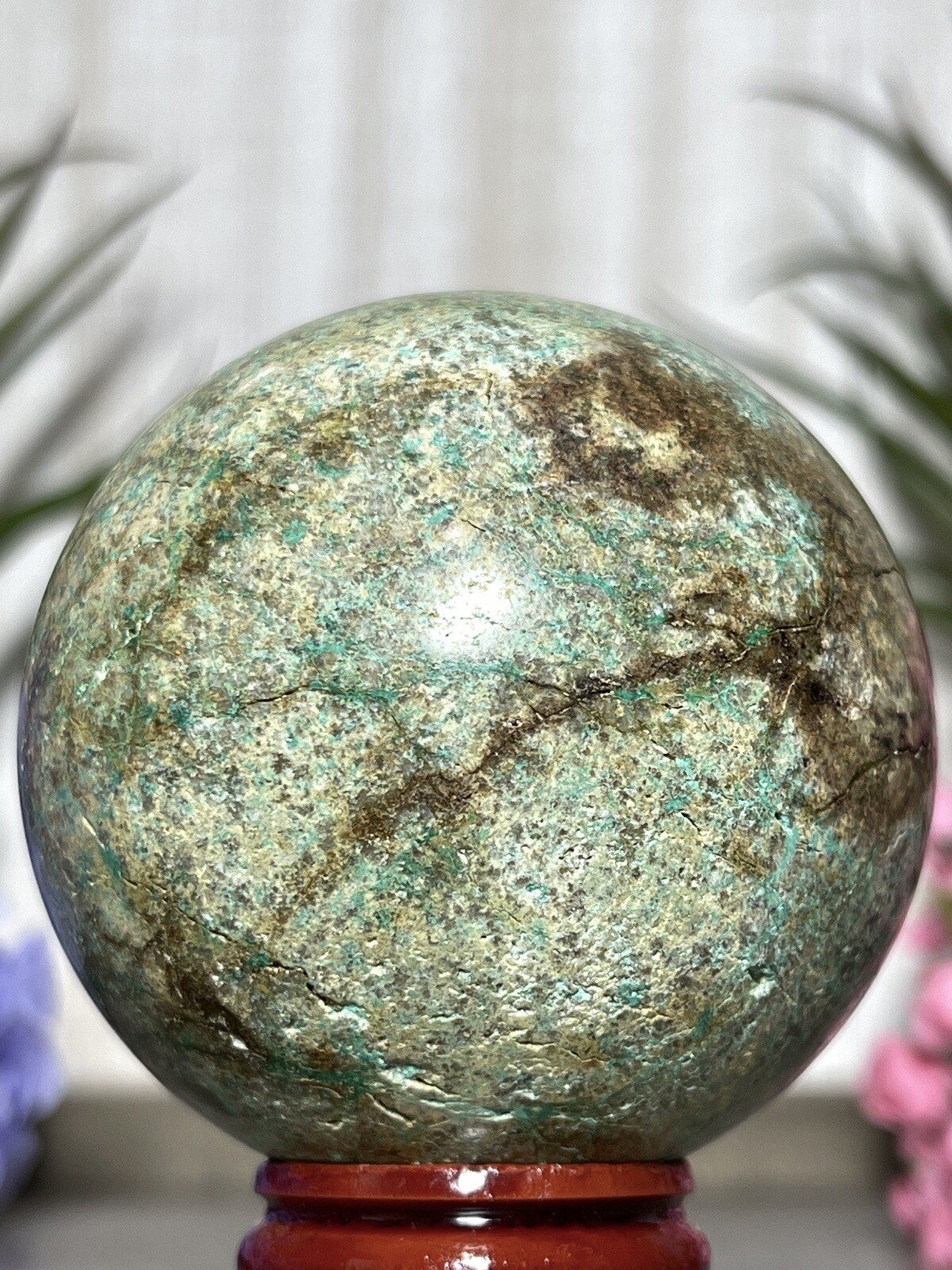 57mm PHOENIX SPHERE – Green Blue Mineral Copper Ore Malachite Turquoise Crystal