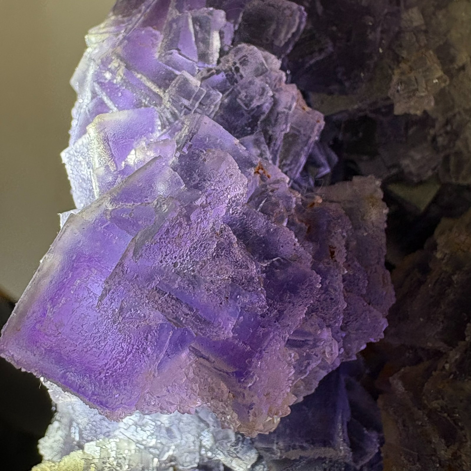 Large Rare Dual Color Fluorescent Natural Fluorite Double Sided Mineral Specimen