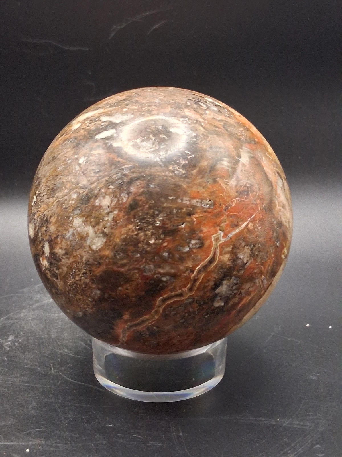 Large petrified wood sphere! 81mm, 3.1 inches, 1.8 pounds