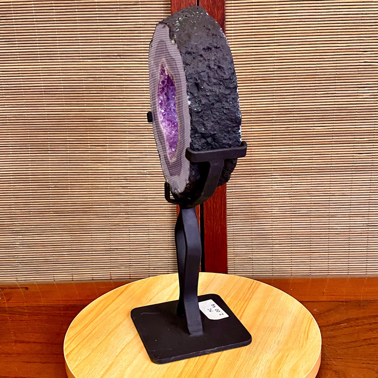 4.4LB Natural Amethyst Cave Crystal Slice Crescent shaped Hand Cut Repai