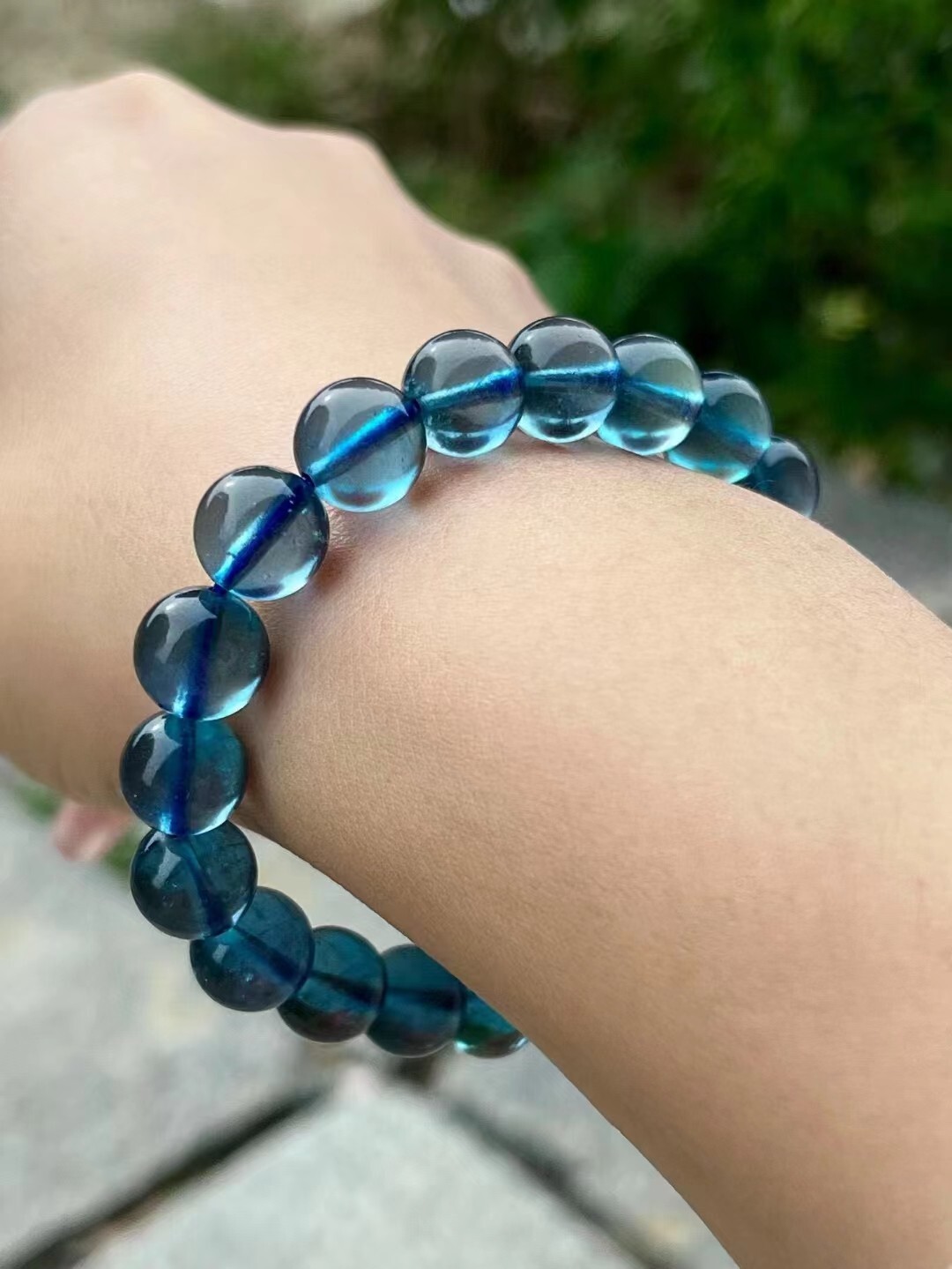 100% Natural Blue Ice Aquamarine Gemstone Round Beads Bracelet 10mm AAAAA