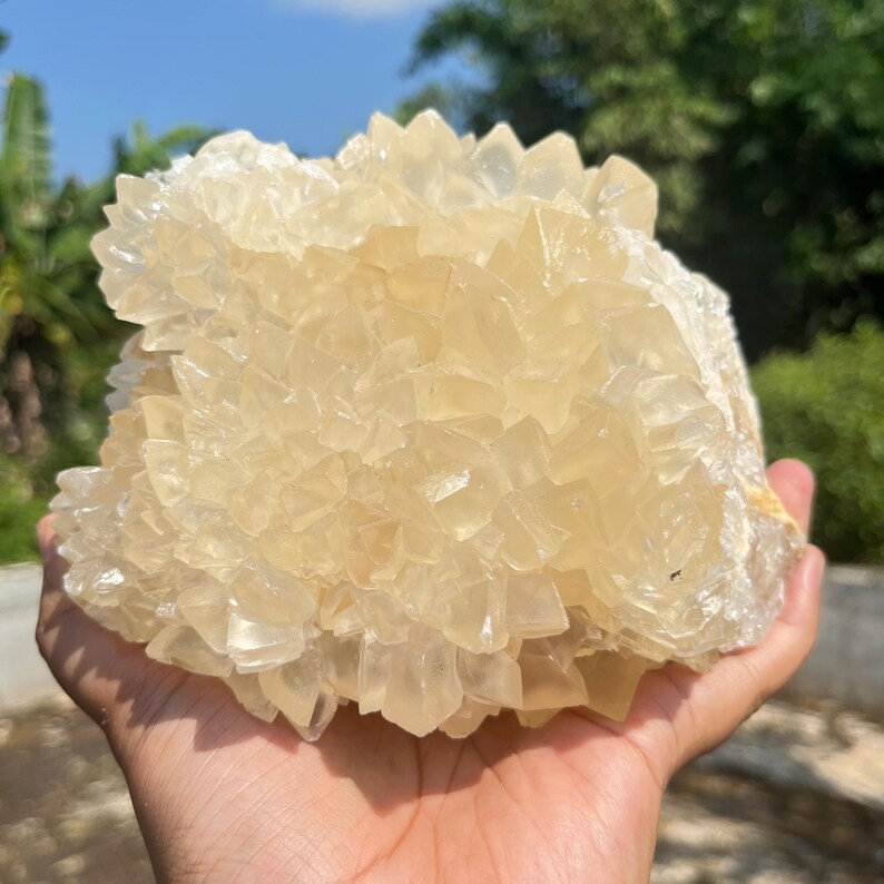 6 Lb Huge Yellowish Calcite Crystal | HighQuality Flower Calcite | Healing Stone