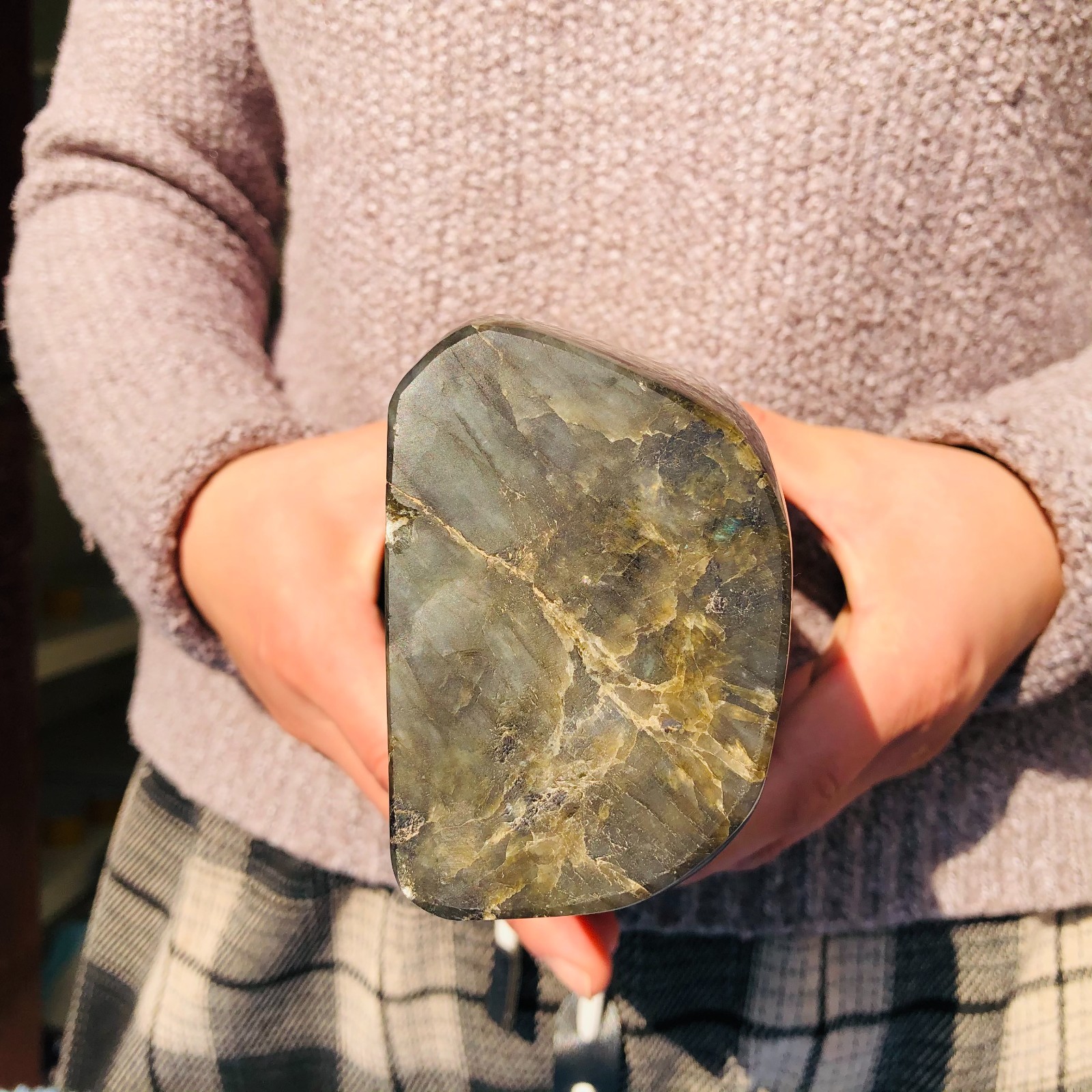 3.9LB Natural Labradorite Quartz Crystal Mineral Spectrolite Healing
